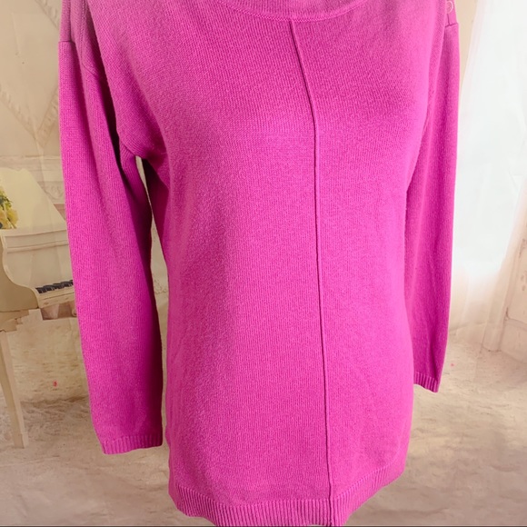 NEW Talbots Hot Pink button Cotton Sweater - Picture 6 of 10